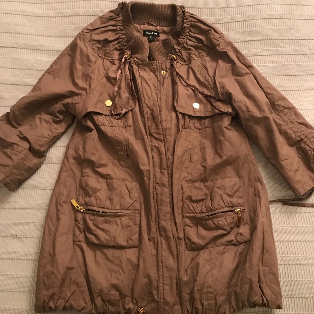 Bebe: Beige Short/ Medium Length Bebe Jacket
